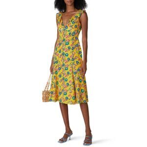 SALONI Yellow Floral Midi Dress